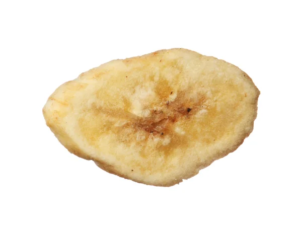 Single dried banana chip isolated on white background — Stock Photo, Image