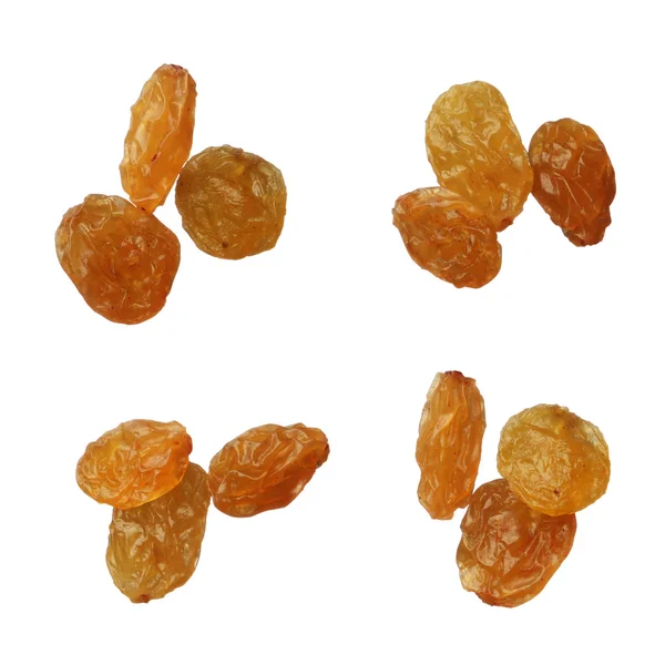 Dried golden raisins isolated on white background, close up — Stock Photo, Image