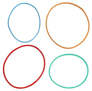 Beyaz bir arka plan üzerinde izole renkli esnek kauçuk şeritler