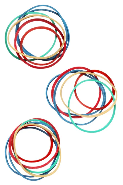 Colorful elastic rubber bands isolated on a white background — Stock Photo, Image