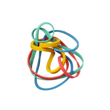 karışık renkli elastik lastik üzerinde beyaz bir backgr izole bant