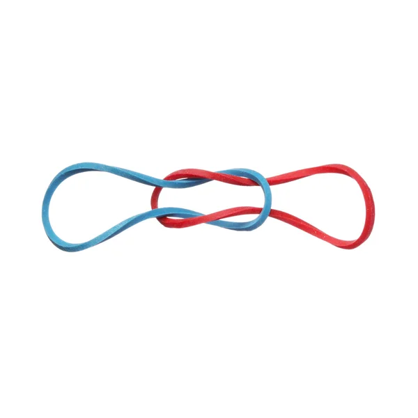 Red and blue elastic rubber bands isolated on a white background — Stock Photo, Image