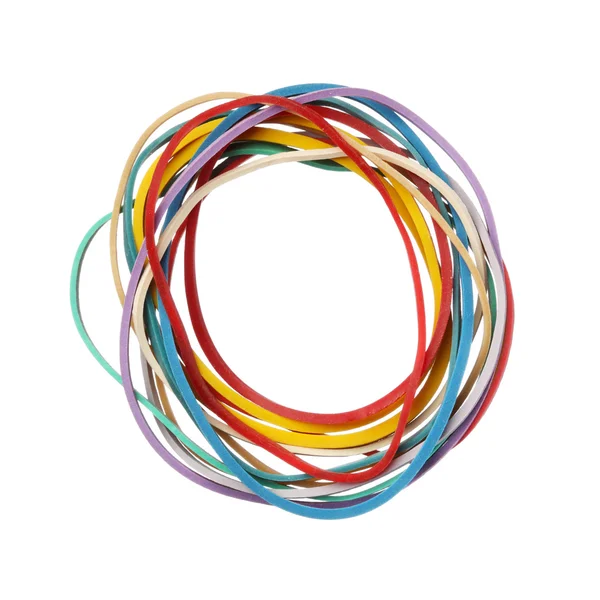 Kleurrijke elastisch rubber bands geïsoleerd op een witte achtergrond — Stockfoto