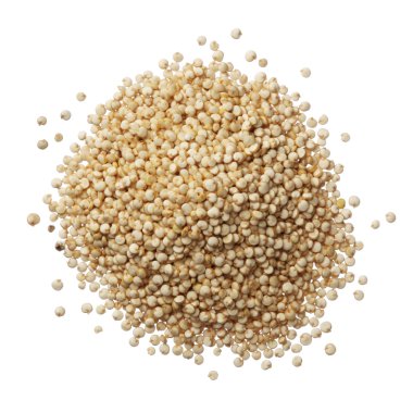 Beyaz bir arka plan üzerinde izole quinoa tahıl yığını