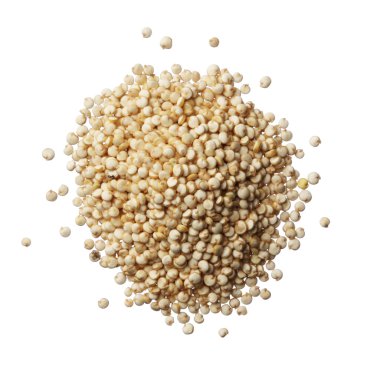 Beyaz bir arka plan üzerinde izole quinoa tahıl yığını