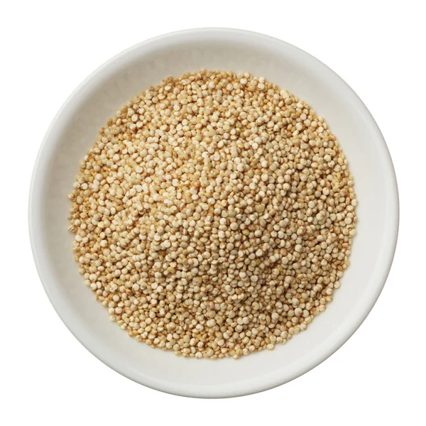 Tigela de grão de quinoa isolada sobre fundo branco — Fotografia de Stock