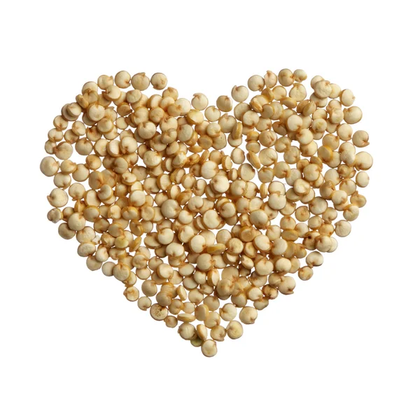 Beyaz arka plan üzerinde izole quinoa kalp — Stok fotoğraf