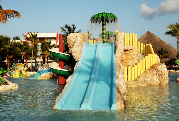 Kids water park with water slides in Dominican Republic, Punta C — Stock Photo, Image