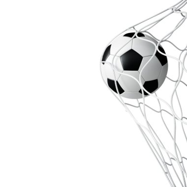 Soccer ball in net isolated