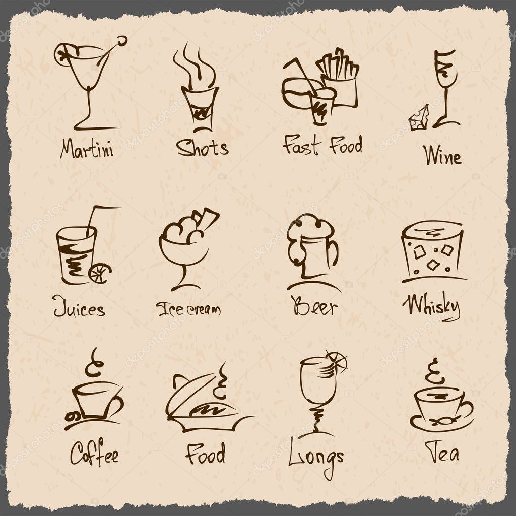 Cafe menu hand draw icons Stock Vector Image by ©makeitdouble #24408345