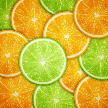 Orange and lime fruit slices background