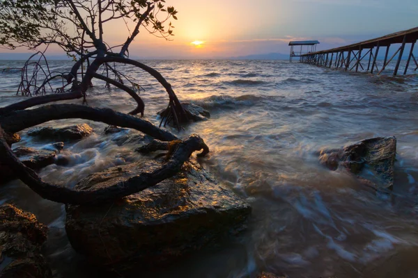 Puesta de sol en Borneo, Sabah, Malasia — Foto de Stock