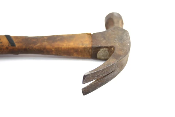 Old and used hammer over white background — Stock Photo, Image