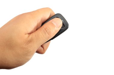 el araba üzerinde beyaz izole uzak tutarak