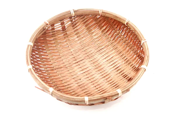 Bamboo basket over white background — Stock Photo, Image