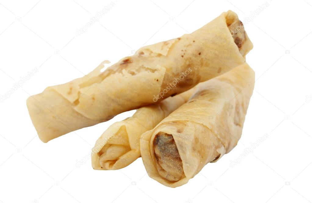 Spring rolls or popiah isolated on white