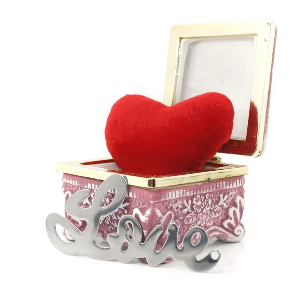 Liefde en hart in een doos — Stockfoto