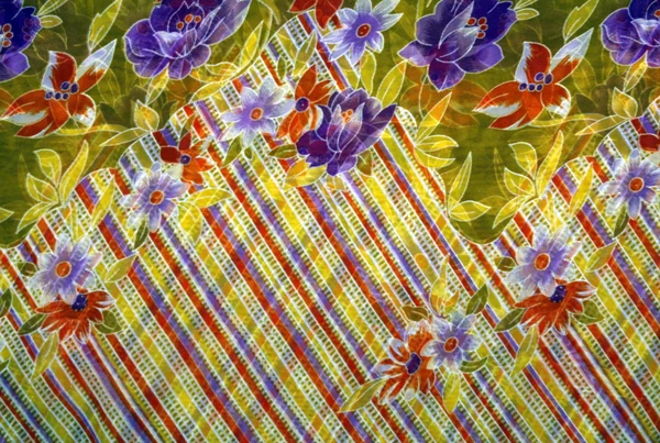 Stof met florale batik patroon — Stockfoto