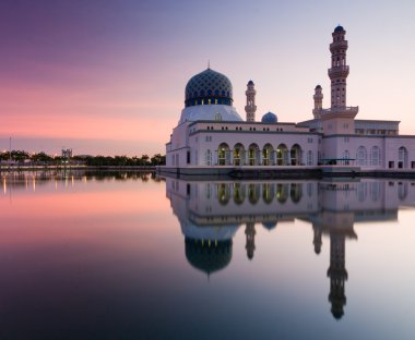 Kota Kinabalu mosque at sunrise in Sabah, Borneo, Malaysia clipart