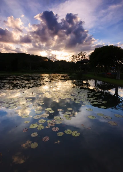 Reflektion av dramatiska moln på sabah, borneo, malaysia — Stockfoto