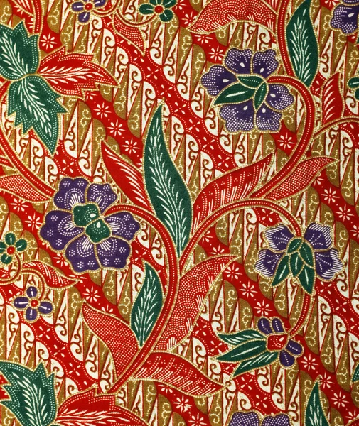 Fabric with floral batik pattern — Stock Photo, Image