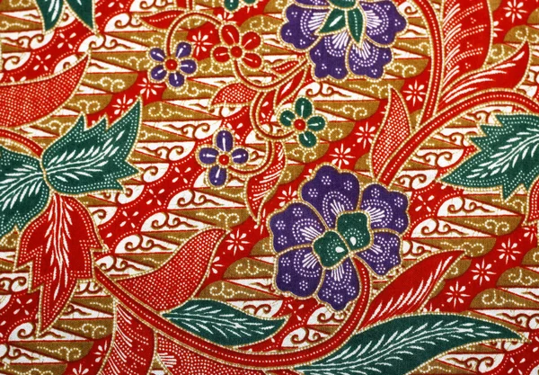 Fabric with floral batik pattern — Stock Photo, Image