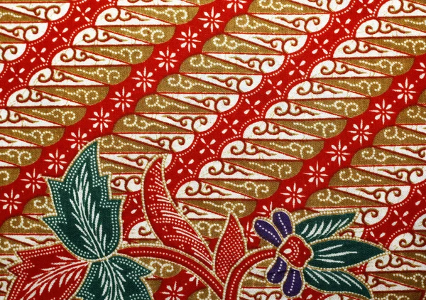 Fabric with floral batik pattern — Stock Photo, Image