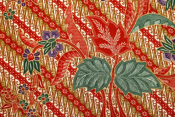 Stof met florale batik patroon Rechtenvrije Stockafbeeldingen