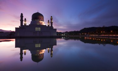 güzel kota kinabalu şehir camide gündoğumu sabah, Malezya, Borneo
