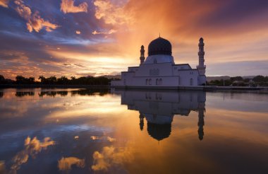 güzel kota kinabalu şehir camide gündoğumu sabah, Malezya, Borneo