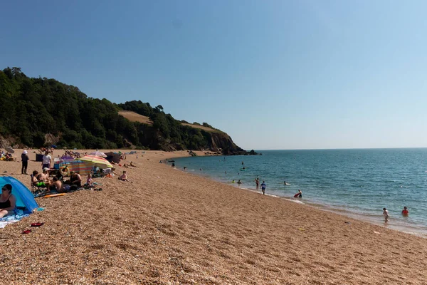 England-Devon-August 2022-Blackpool sands--A wide view of the beautiful beach at blackpool sands 