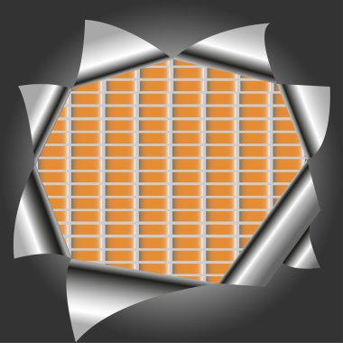 bir tuğla duvar yırtık metal