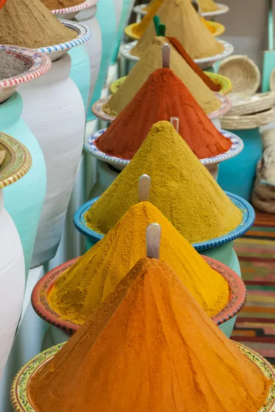 Koření na trhu, marrakech, Maroko — Stock fotografie