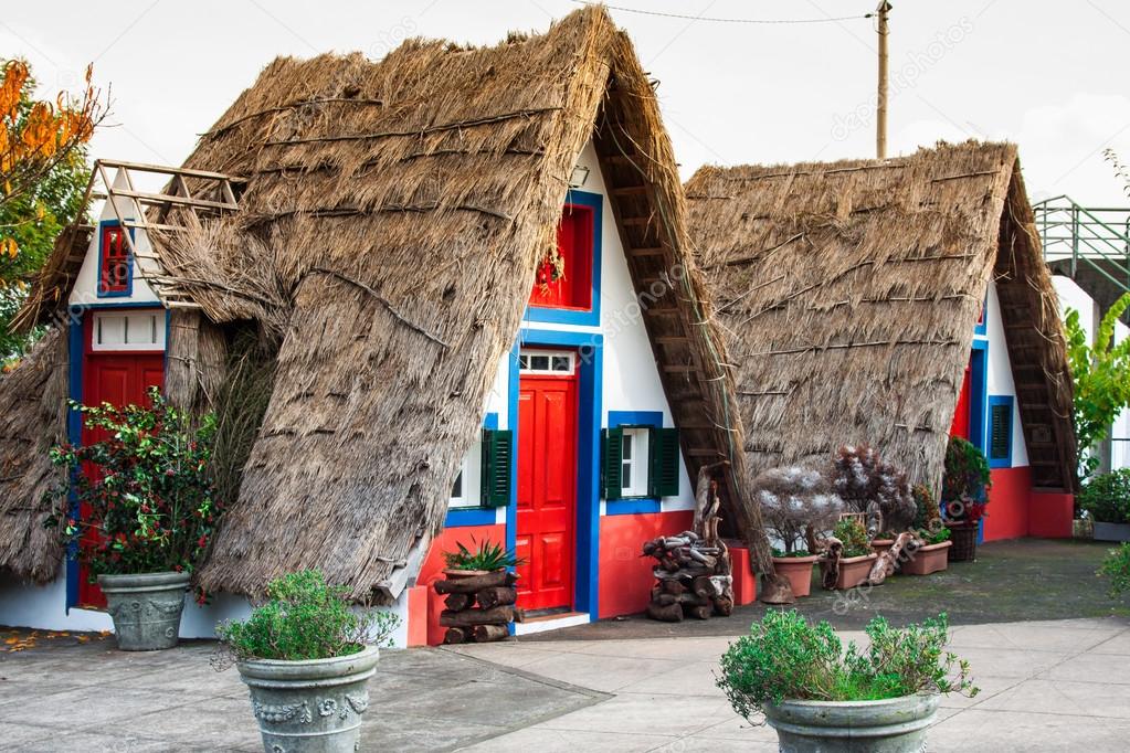 View of typical houses in Santana, Madeira island