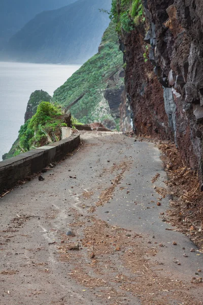 Een lege weg op het eiland madeira, portugal — Stockfoto