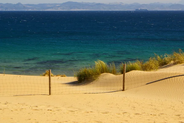 Krásný pohled na pláž a moře, Španělsko, tarifa — Stock fotografie
