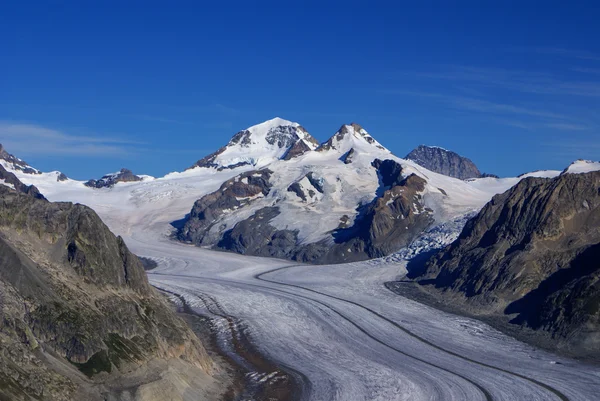 Aletch 在阿尔卑斯山最长的冰川 — 图库照片