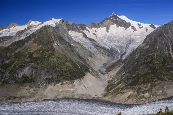 Aletch 在阿尔卑斯山最长的冰川 — 图库照片