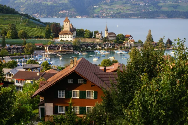 Spiez castle on the lake Thun, Switzerland — Stock Photo, Image