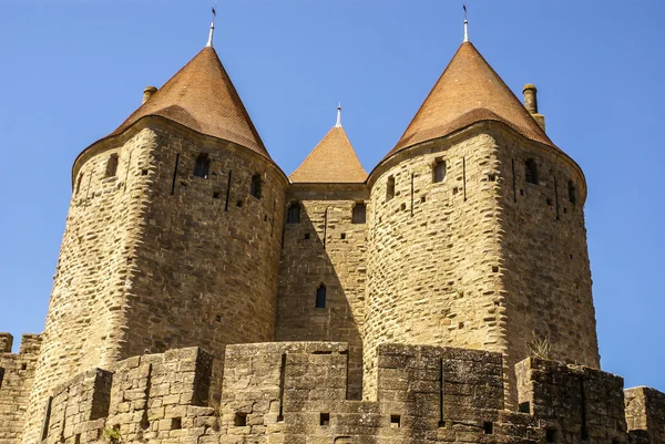 Ytterväggar av porte pomp på carcassonne i Frankrike — Stockfoto