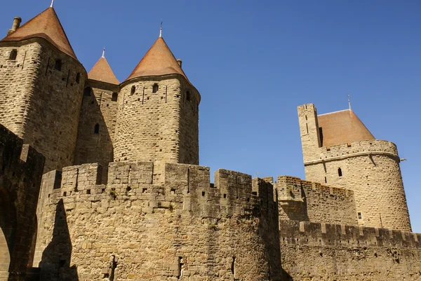 Utenfor murene til Porte Narbonnaise i Carcassonne i Frankrike – stockfoto