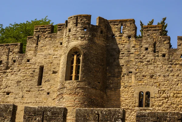 Paredes exteriores de Porte Narbonnaise em Carcassonne, na França — Fotografia de Stock