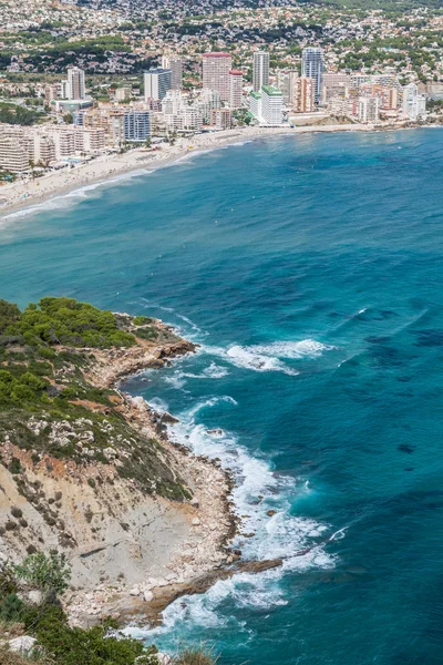Coastline of Mediterranean Resort Calpe, Spain with Sea and Lake — Stock Photo, Image
