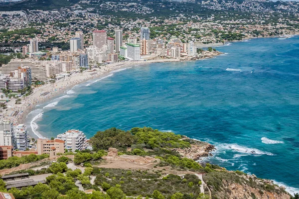 Coastline of Mediterranean Resort Calpe, Spain with Sea and Lake — Stock Photo, Image