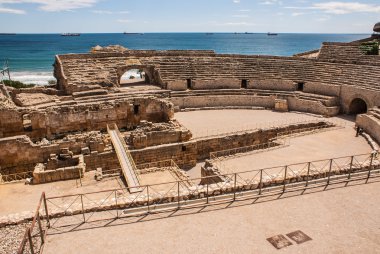 A view of the roman amphitheater in Tarragona, Spain clipart