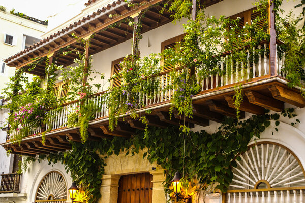 Spanish colonial house. Cartagena de Indias, Colombia's Caribbea