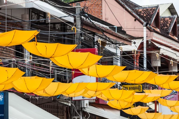 Background colorful umbrella street decoration — Stock Photo, Image