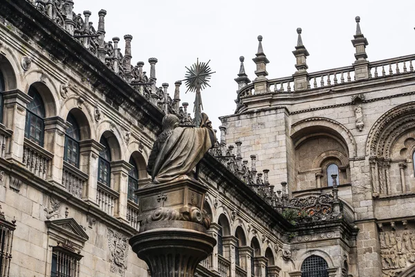 Catedral de Santiago de Compostela A fachada românica — Fotografia de Stock