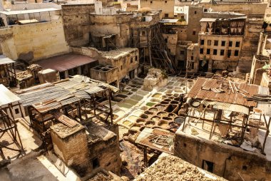 Tabakhane, fes, Fas, Fez'in tanneri Afrika eski tankları