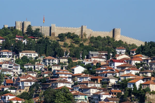 La fortezza dello zar Samuil fotografata da lontano, a Ohrid — Foto Stock
